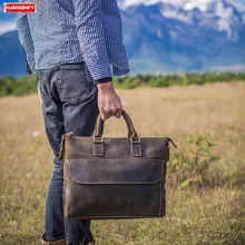 Мужские портфели из натуральной кожи, сумка crazy horse, кожаная сумка на плечо из воловьей кожи, деловая портативная официальная сумка для компьютера
