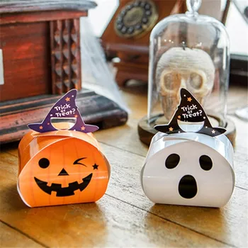 

2 size 10 Pcs Halloween trick or treat Evil pumpkin ghost Paper Box Candy Candy Storage Boxes Gift Packaging party multi-use