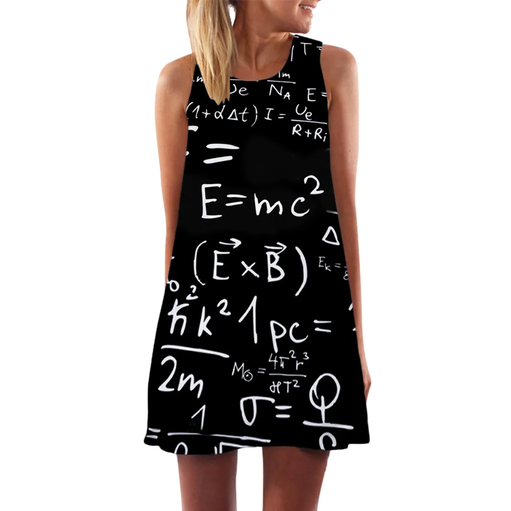 

FREE OSTRICH Dress Women Interesting Mathematical Figure Pattern Dress Geometric Formula Dress Fashion Women Dress Summer 2019