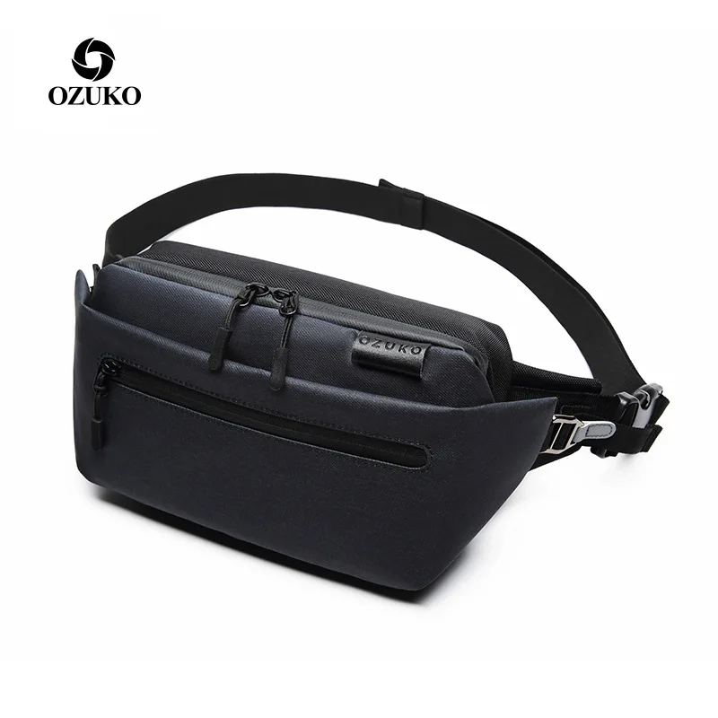 

OZUKO Waist Bag Waterproof Men Fanny Pack Shoulder Belt Bag Male Phone Pouch Bags Travel Waist Pack Small Running Sport Bolso