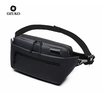 

OZUKO Waist Bag Waterproof Men Fanny Pack Shoulder Belt Bag Male Phone Pouch Bags Travel Waist Pack Small Running Sport Bolso
