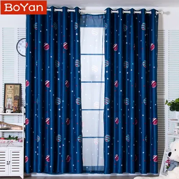 

Latest Style Planet & Star Pattern Blackout Curtains for Boys Room Navy Drapery Baby Kids Room Cortinas Window Treatments