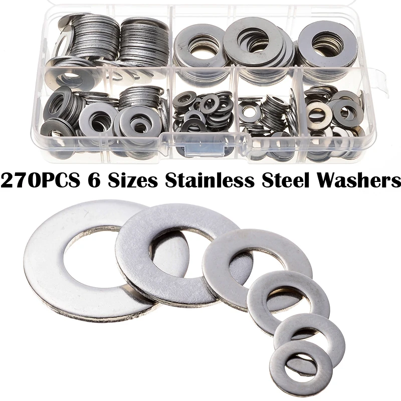 ZENHOSIT M4/M5/M6/M8/M10/M12 Stainless Steel Flat Washer Seal Plain Ring Gasket Screw Washer