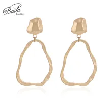 Badu Gold Stud Earring Geometric Punk Metal Earrings Hollowing Irregular Shape Pendant Vintage Jewelry Wholesale