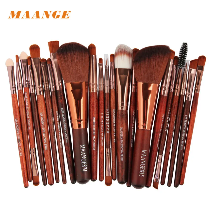 

MAANGE Soft and silky to the touch 22pc Brown Hypoallergenic Cosmetic Makeup Brush Blusher Eye Shadow Brushes Set Kit G12 19 160