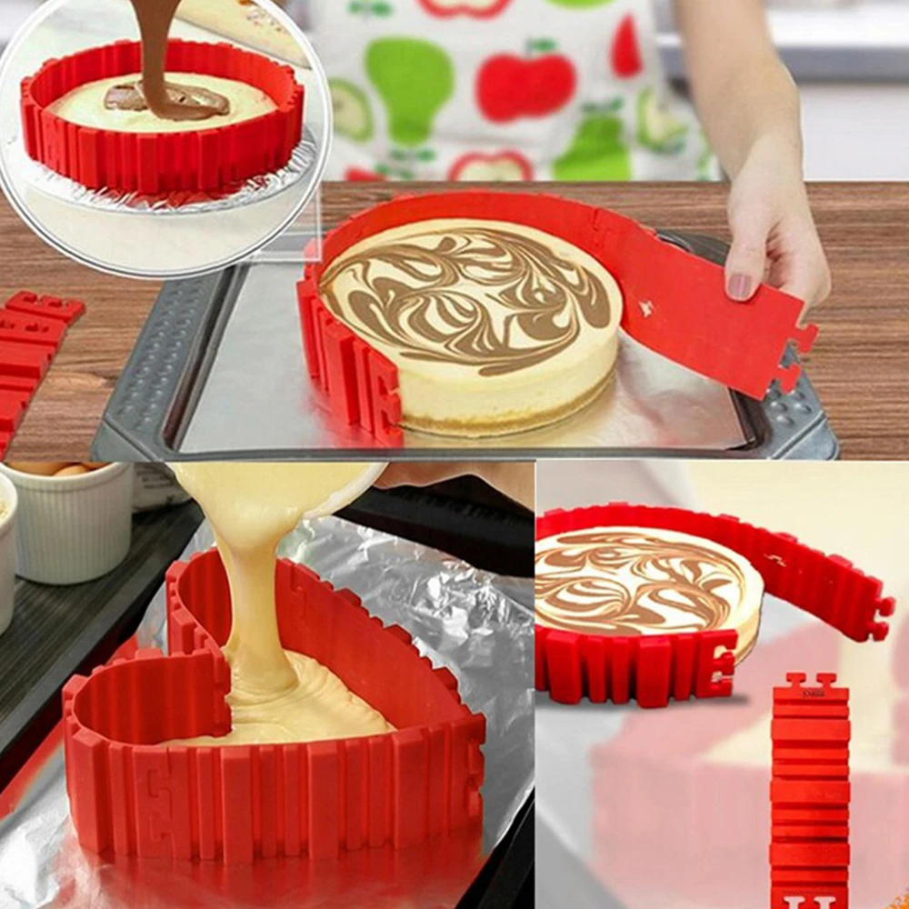 

4 Pcs/set Silicone bakeware Magic Snake cake mold DIY Baking square rectangular Heart Shape Round cake mould pastry tools