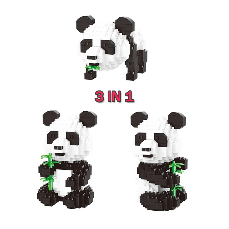 

460PCS Lovely Animals Nanoblock 3 in 1 Panda Micro Diamond Building Block Assemable Bricks Education Toys For Kids Gifts