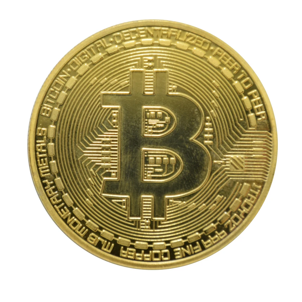 

Gold Plated Physical Bitcoins Casascius Bit Coin BTC With Case Gift Physical Metal Antique Imitation BTC Coin Art Collection