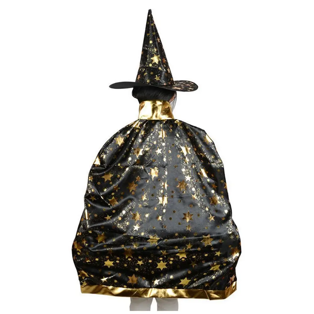 

ABWE Best Sale Halloween Costumes Witch Wizard Cloak with Hat for Kids Boys Girls Black