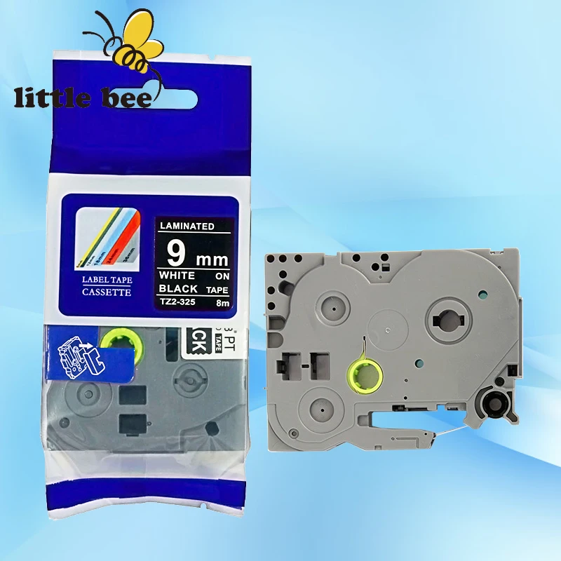 

1Piece 9mm white on black compatible brother tze tape for p-touch label tape maker tze 325 tze-325 tze325