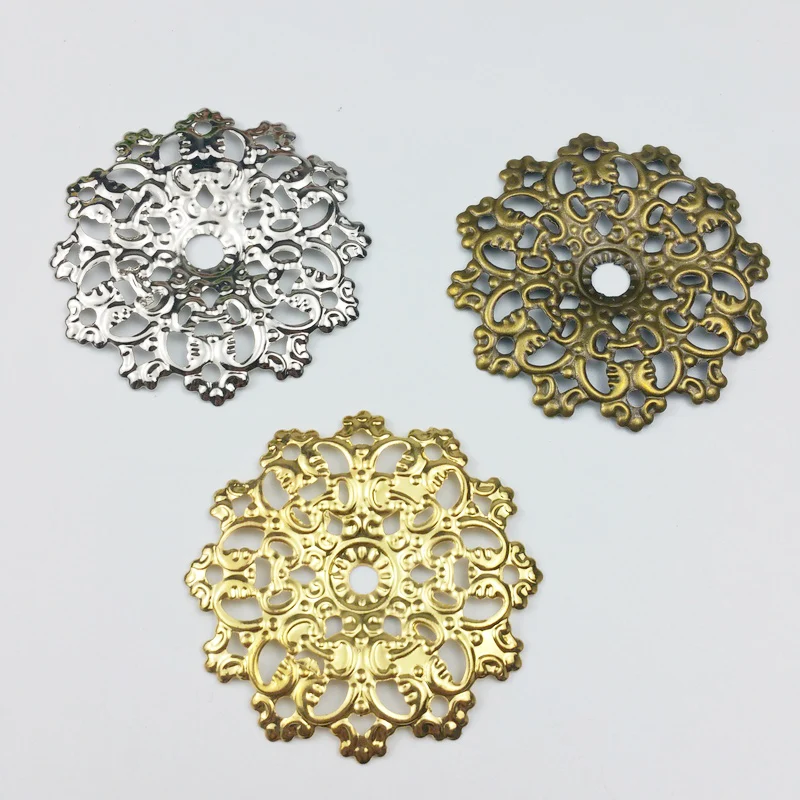 

20pcs 45mm Filigree flower Wraps Metal Charms For Embellishment Scrapbook DIY Jewelry Metal Craft Wraps