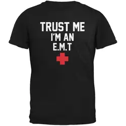 Trust Me Im An EMT Черная Мужская футболка для взрослых harajuku Короткая Повседневная с круглым вырезом 2019 летняя уличная одежда