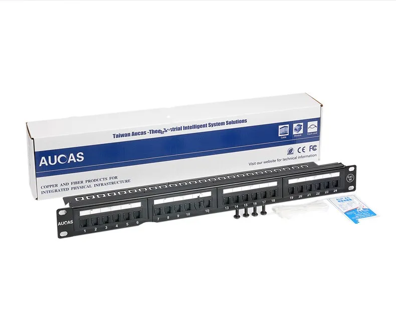 AUCAS Анти Пыль CAT5E 24 порта патч-панель рамка с RJ45 keyston модуль jack Разъем адаптеры