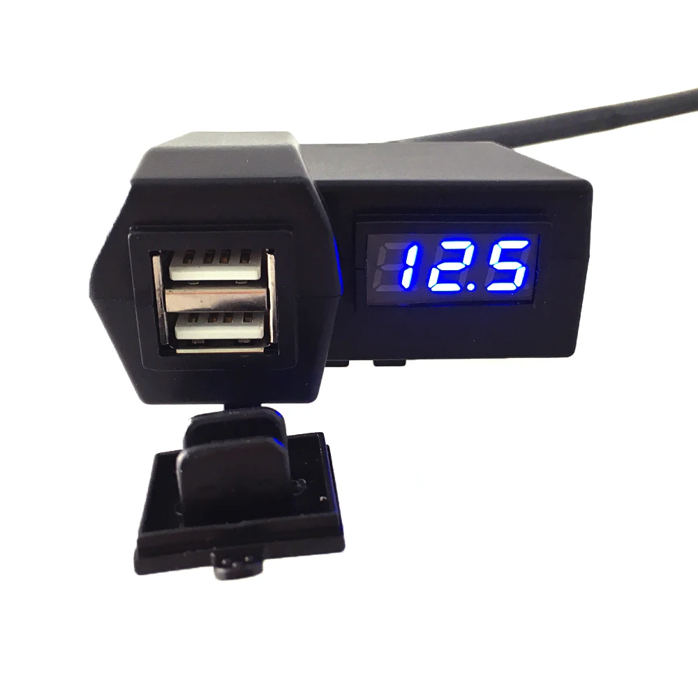 Мотоцикл 12/24V Dual USB Автомобильное зарядное устройство Зарядное с светодиодный