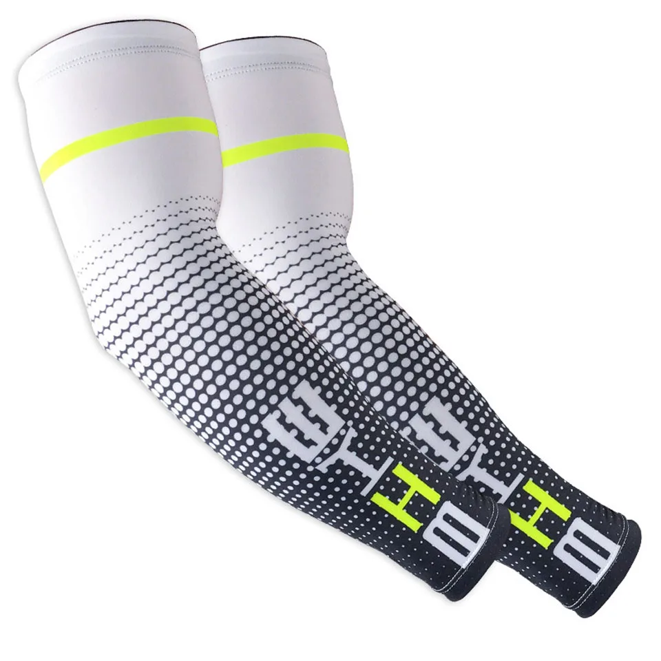 1 пара охлаждающая быстросохнущая УФ-защита рукава для бега баскетбольные налокотники фитнес нарукавники спортивные велосипедные гетры - Цвет: White