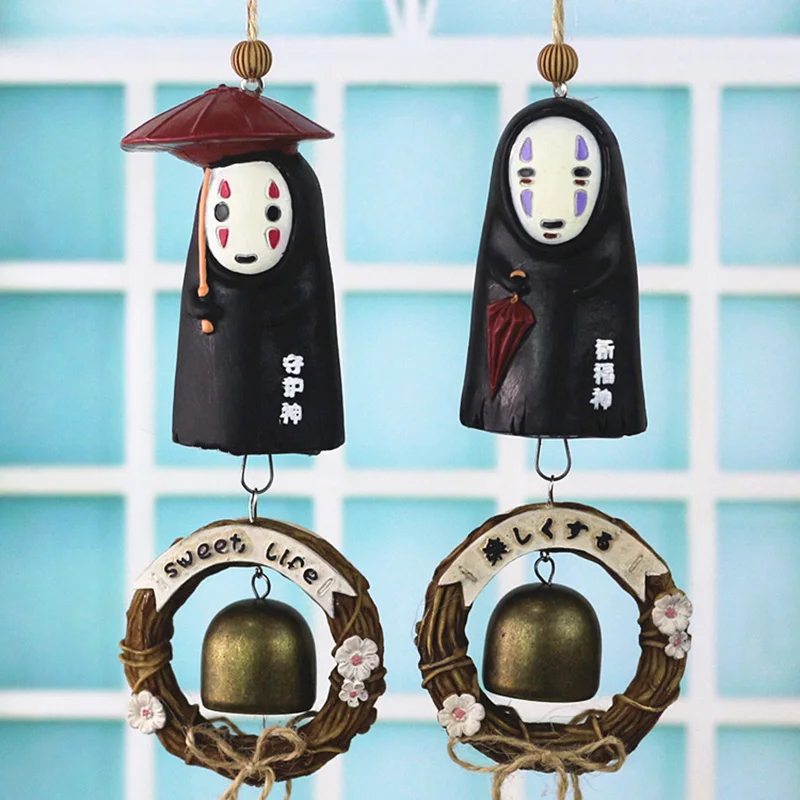 

Cartoon Campanula Pendant Mysterious Double No Face Male Wind Chime Decorative Pendant Crafts Home Decor Wind Chimes Gifts