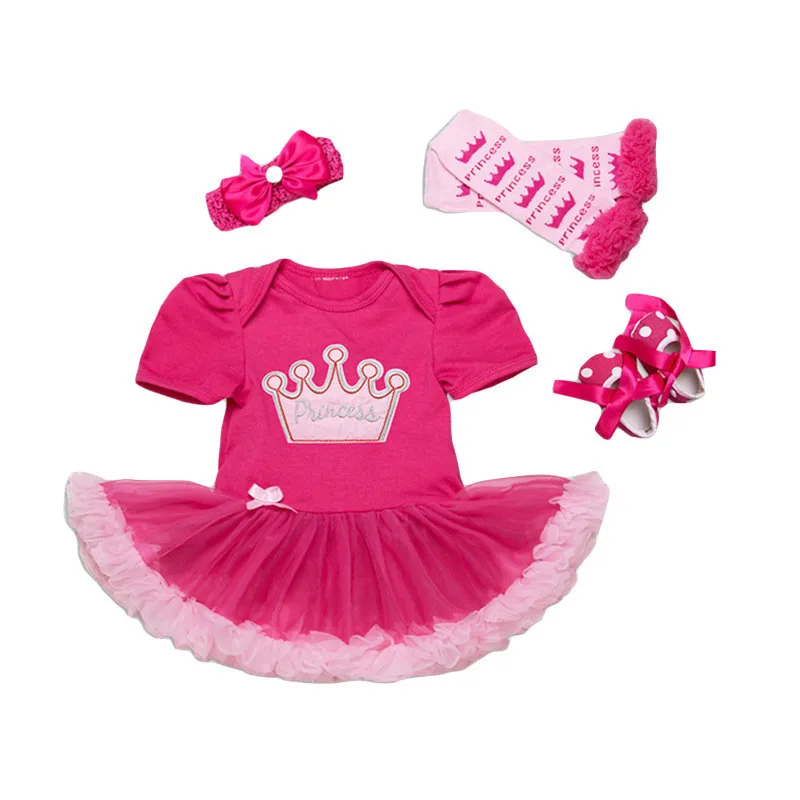 Baby Girl Clothes Newborn Baby 1st Birthday Dress Girls Wedding Party Princess Dresses 4pcs