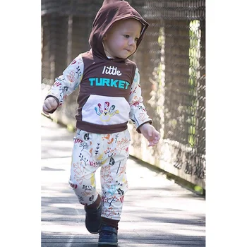 

Oklady 2019 Yoveme Baby Boy Girl Thanksgiving Clothes Letters Print Little Turkey Outfits with Pants Set Outfits Around Clothes