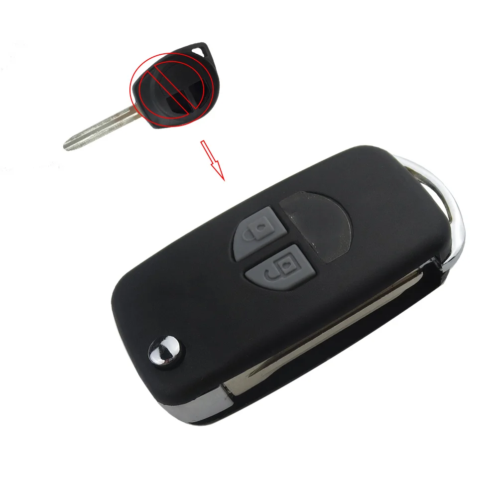 OkeyTech стильный модифицированный автомобильный чехол для дистанционного ключа для Suzuki Swift Grage Vitara Alto, 2 кнопки, флип-чехол для автомобильного ключа, обновление
