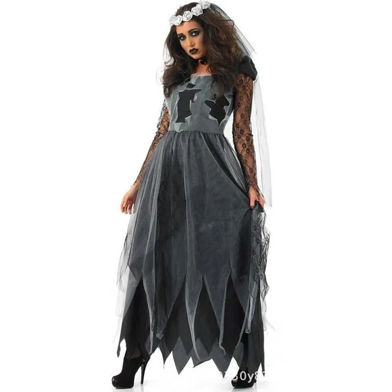 Костюмы вампира для косплея на Хеллоуин; костюм для девочек; нарядный костюм призрака; карнавальный костюм невесты; Пасхальный фестиваль; вечерние костюмы для танцев; длинное платье - Цвет: Vampire