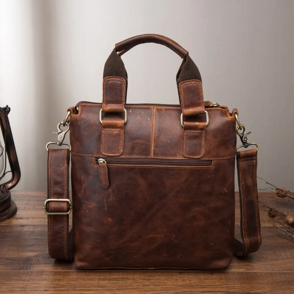 Men Quality Leather Antique Retro Business Briefcase 12" Laptop Case Attache Portfolio Tote Shoulder Messenger Bag B259 leather briefcase