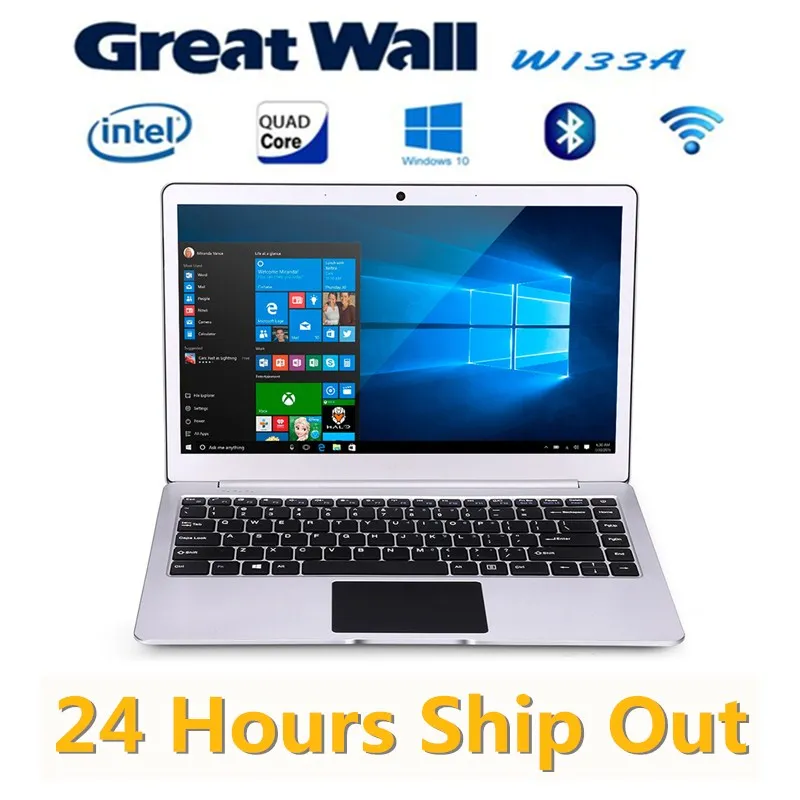 Great Wall W1333A ноутбуки 13,3 "1920*1080 2 к ips оконные рамы 10 Intel Celeron N3350 2,4 ГГц 4 Гб 64 37 Вт Wi Fi BT 4,0 LAN тетрадь