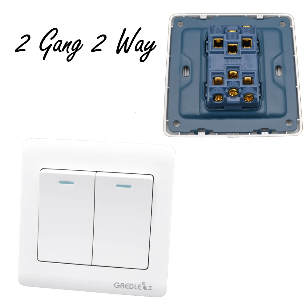 Luxury Wall Switch 2 Gang 2 Way White Brief Art Weave Light Switch AC