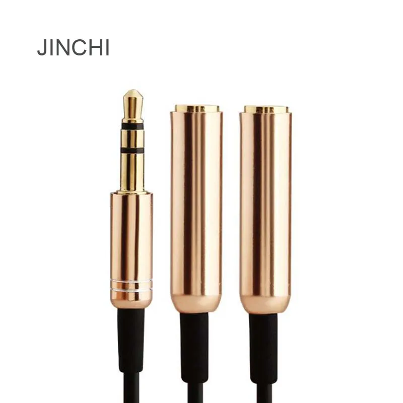 JINCHI 24K gold-plated headphone splitter one-two converter 3.5mm stereo audio cable