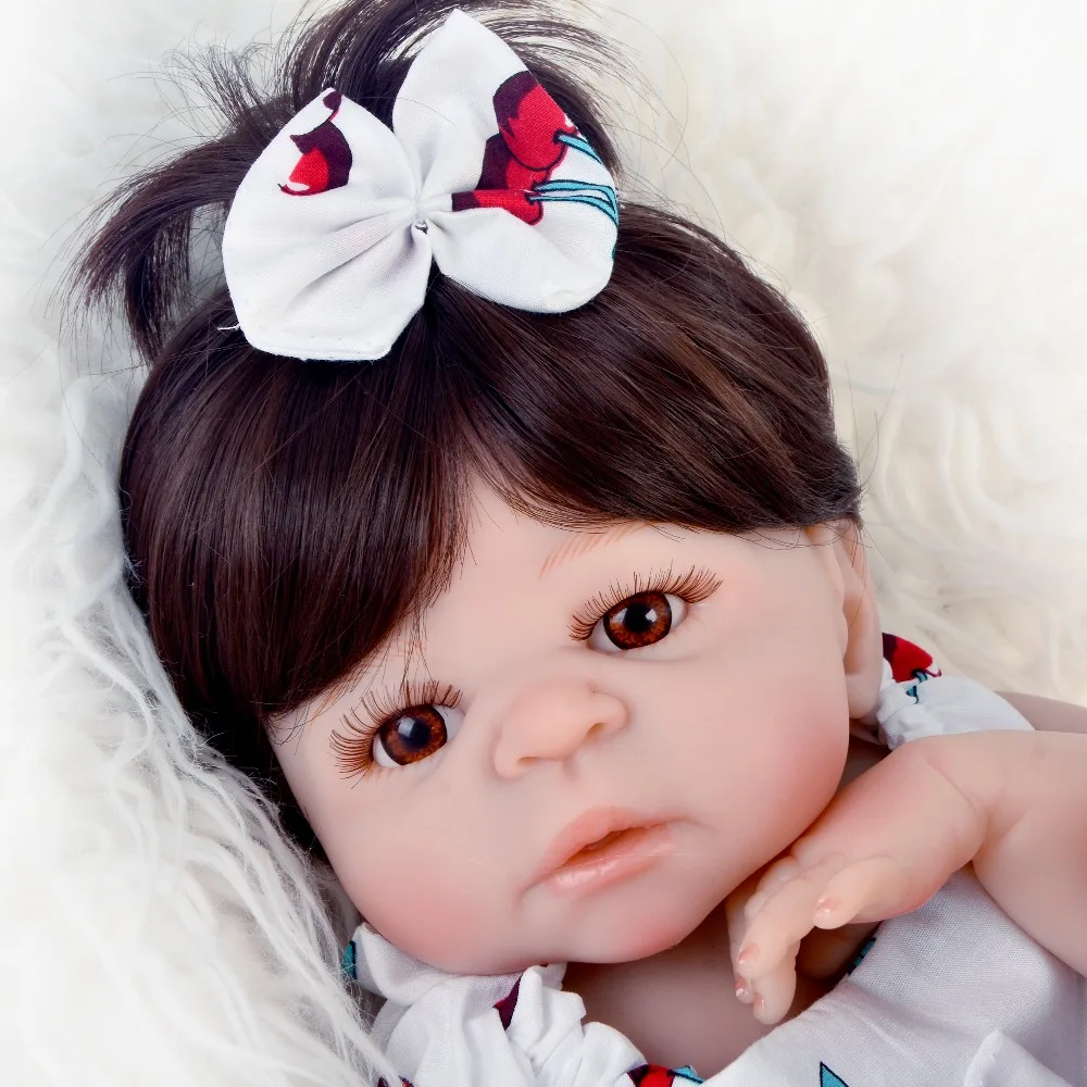 19 дюймовая маленькая кукла bebe Reborn Alive силиконовая принцессы с полным корпусом для