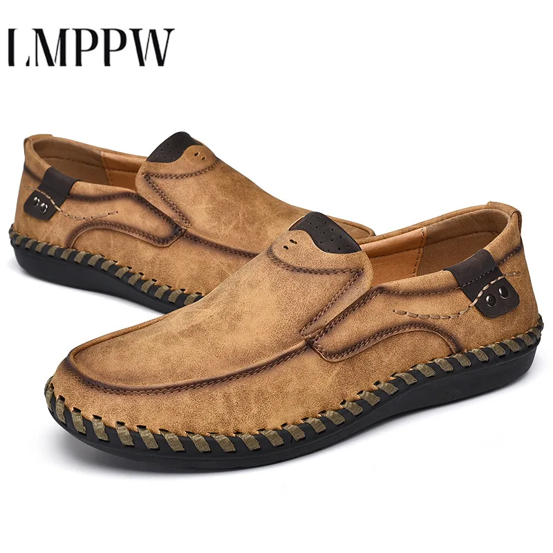 

2019 New Comfortable Big Size 38-46 Loafers Men Shoes High Quality Split Leather Casual Men Shoes Men Flats Moccasins Shoes2