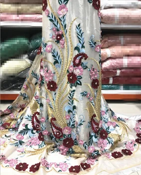 

Latest French Laces Fabrics NEW High Quality Blue Wedding African Laces Fabric With Sequins Lace Fabric For Nigerian Lace