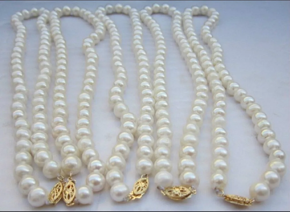 

0001439 noblest south sea 5PC Akoya AAA white 8-9mm pearl necklace 17"14k/20 (A0513)