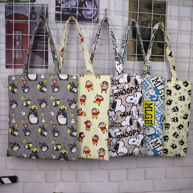 

IVYYE Crayon Shin-chan Totoro Fashion Anime Canvas Shoulder Bags Casual Shopping Bag Soft Tote Handbag Lady Girls New