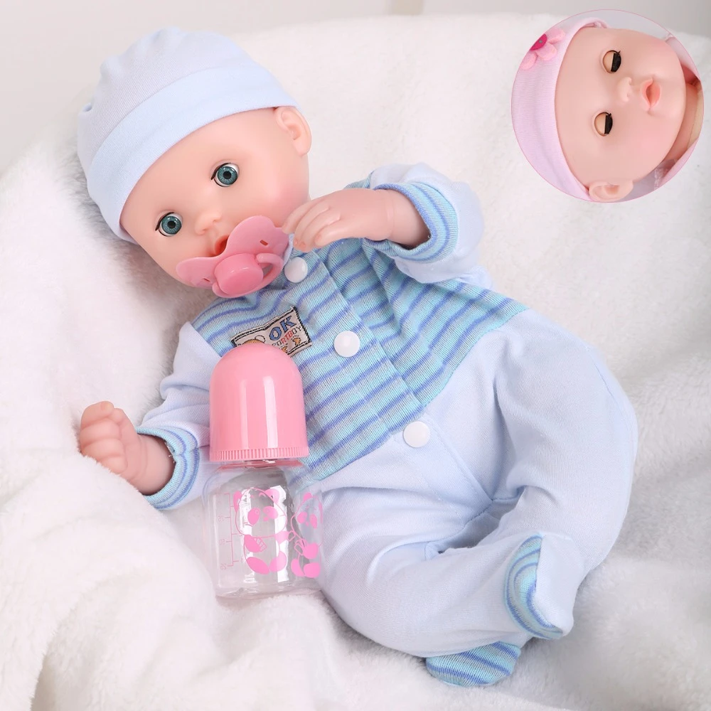 Lifelike Movable eyes Baby doll Silicone Vinyl Reborn Toddler Newborn Dolls Early Education Toy Bottle gift Set|Dolls| - AliExpress