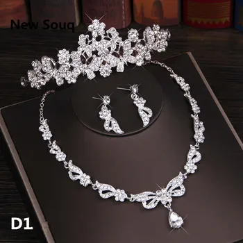 

New Design Crystal Bridal Jewelry Set Wedding Accessories 3PCS Necklace Earrings Tiaras Crowns Wedding Bride Party Costume