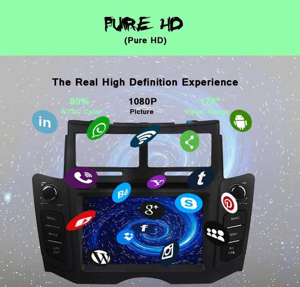 Discount RAM 4G 64G Android 9.0 octa core car dvd player stereo gps Sat NAVI 4G radio tape recorder for Toyota yaris 2005-2011 head units 3