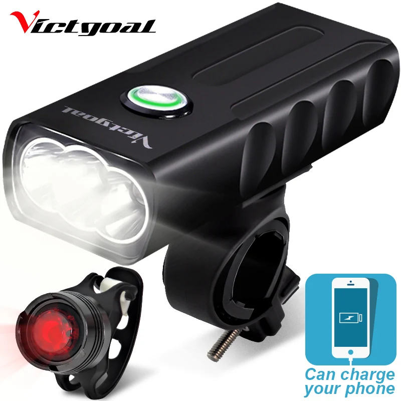 

VICTGOAL USB Rechargeable Bike Light Front LED IPX5 Waterproof Flashlight Bicycle Light Bright Cycling Headlight Taillight Sets