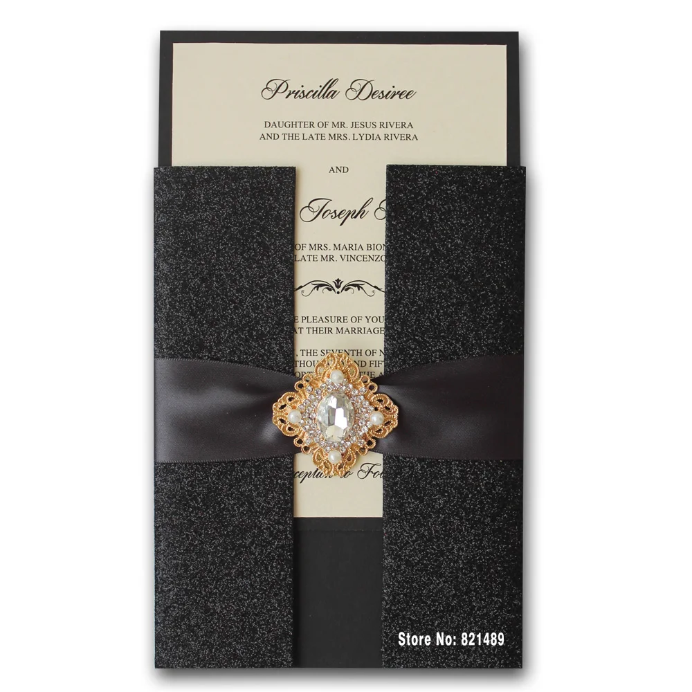  Black Wedding Invitations Shiny Invitation 2016 Luxurious Wedding Invitation Card - Set of 30 - 32654550083