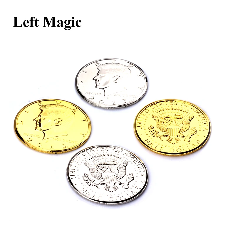 3 palce Jumbo Magic mince Polovina dolar Magic Trick mince Magic Street Stage Zavřít Magic příslušenství pro kouzelníka Gimmick