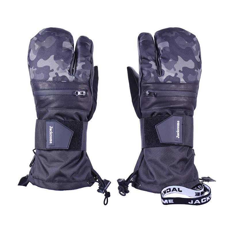 Jackcome للماء يندبروف الجلود الشتاء الدفء التزلج قفازات على الجليد حماية والعتاد مع المعصم واقية