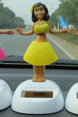 OHANEE Twisted ass beautiful hula girl Solar Doll car ornament Shake Doll Dance pendant decoration accessories - Название цвета: Цвет: желтый