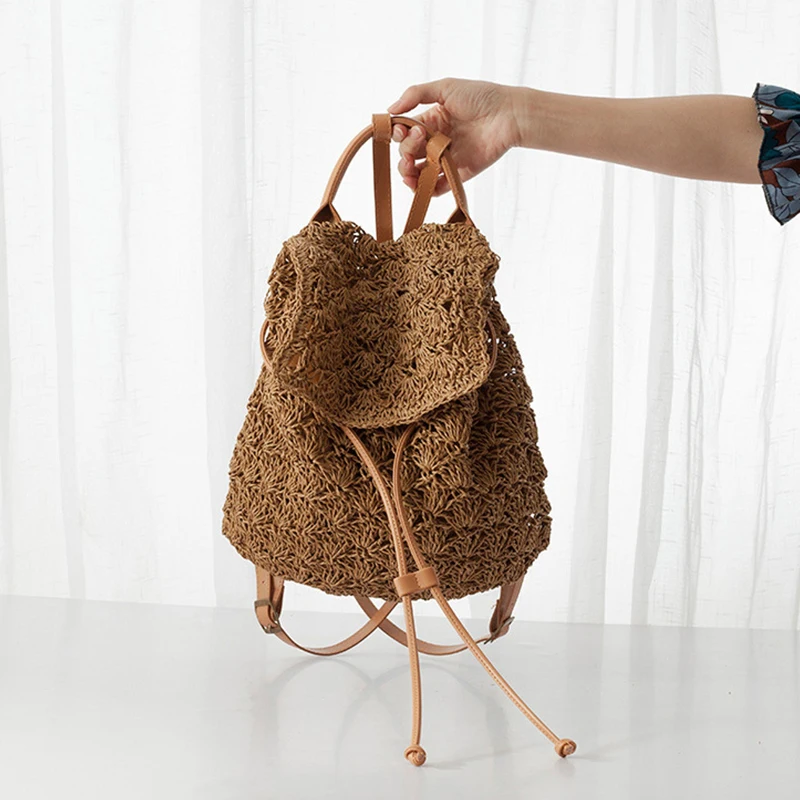 beach straw backpack
