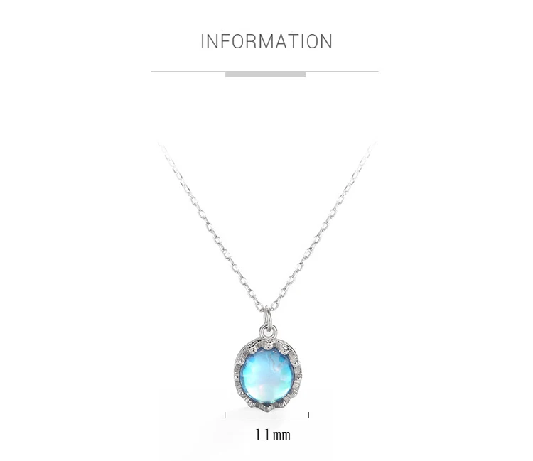 Qevila Choker Necklace 45cm 925 Sterling steel necklace Glass Crystal Moonstone Pendant necklace for Women Elegant Jewelry Gift (3)