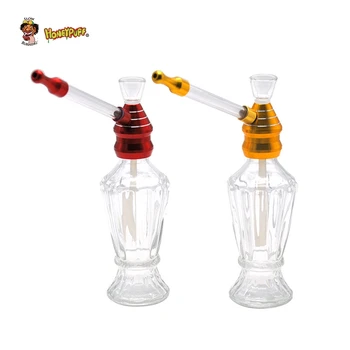 

Hookah Shisha Glass Smoking Water Pipe Metal Tobacco Smoking Pipes With Long Glass Handle Metal Mouth Filter