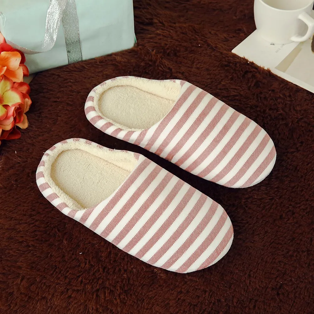 Sleeper#501 NEW Women Men Warm Striped Slipper Indoors Anti-slip Winter House Shoes casual home ladies hot Free Shipping