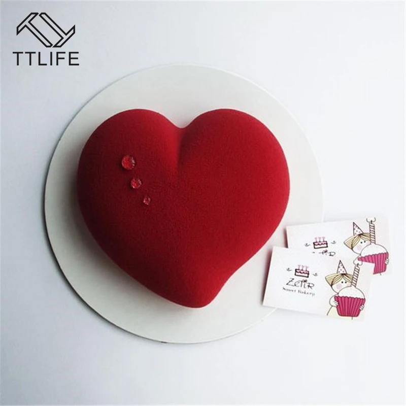 TTLIFE Non-stick Heart Shape Mousse Cake Mold Chocolate Fondant Mousse Jelly Pudding Confectionery Baking Dishes Dessert Tools