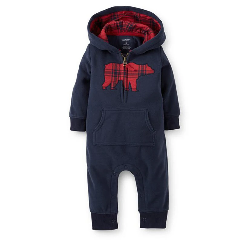 2016 New Spring Autumn Baby Grils Boys Clothing Newborn Rompers Infant Little Bear Hooded Fleece