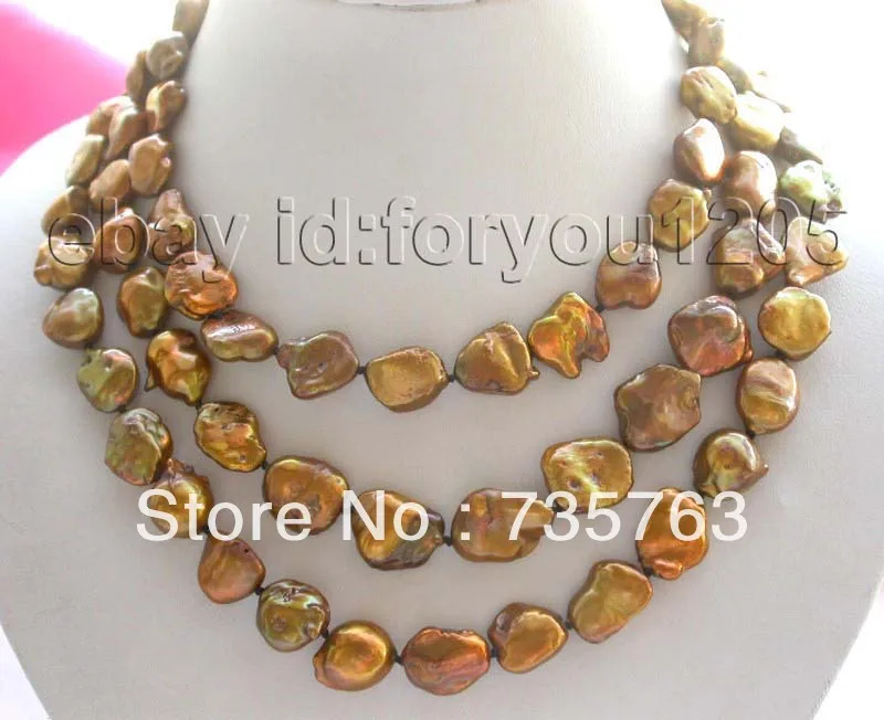 

xiuli 00459 52" Natural 20mm Chocolate Reborn Keshi Pearl Necklace!