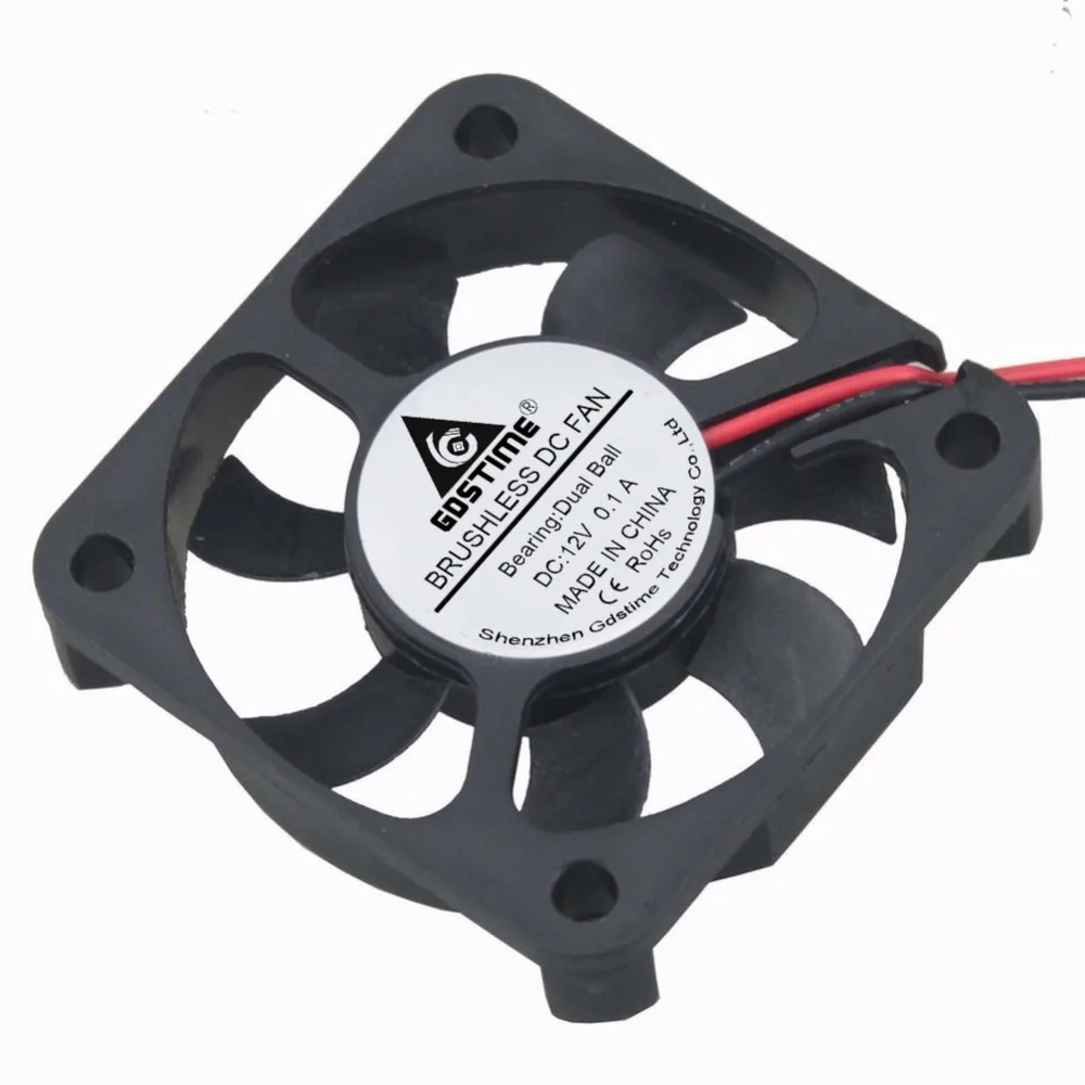 

2 Pieces Gdstime 12V 50x50x10mm Cooling Fan 50mm x 10mm Dual Ball DC Brushless PC Case Cooler Radiator 5cm 5010 2Pin 5010