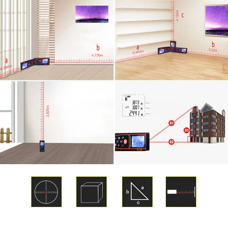 Laser Rangefinder Digital Laser Level Distance Meter Ruler Roulette 40M 60M Measuring Tape Build Measure Range Finder Test Tool Laser Rangefinder Digital Laser Level Distance Meter Ruler Roulette 40M 60M Measuring Tape Build Measure Range Finder Test Tool